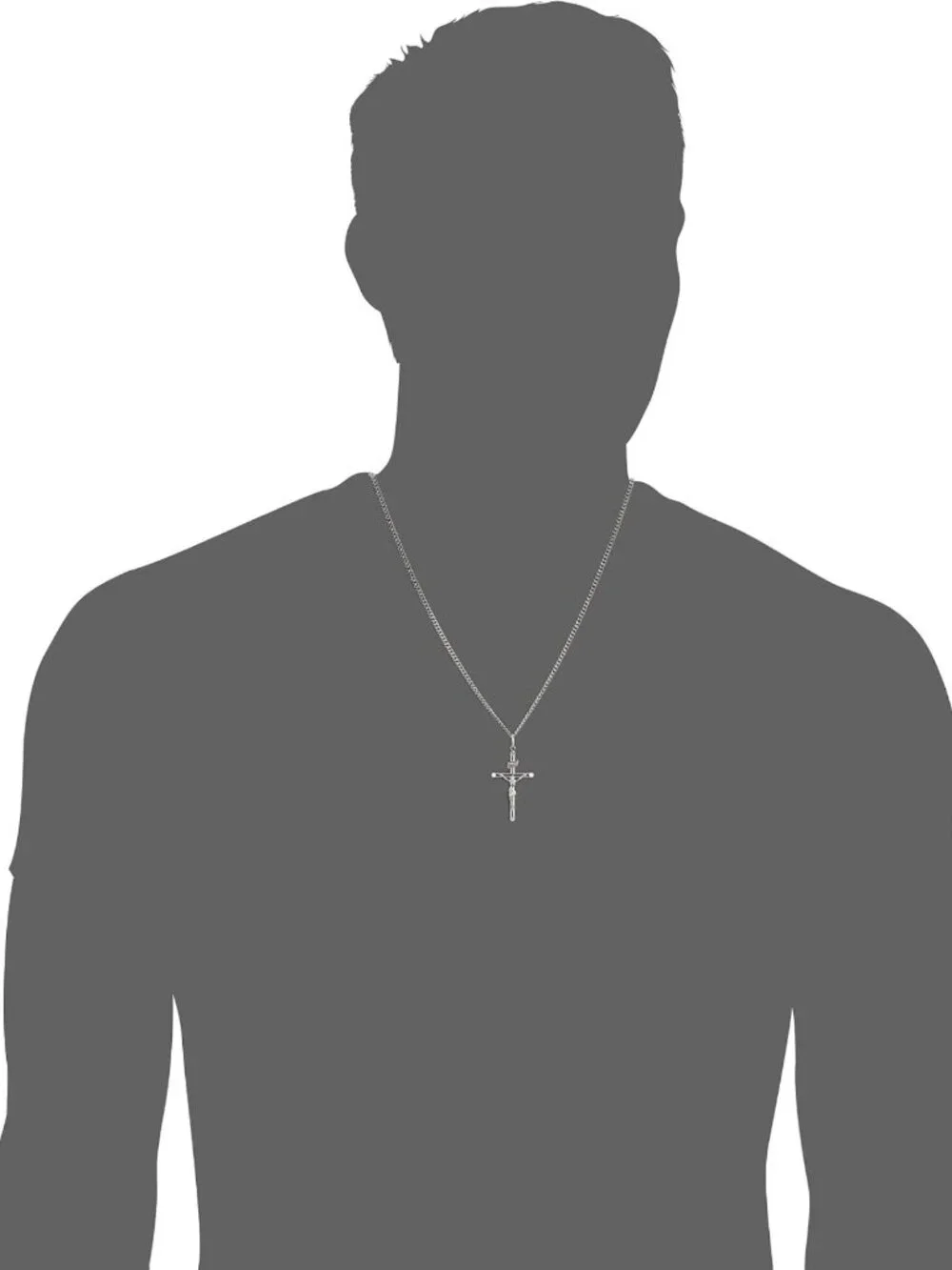 Sterling Silver Crucifix Cross Pendant Necklace, 24